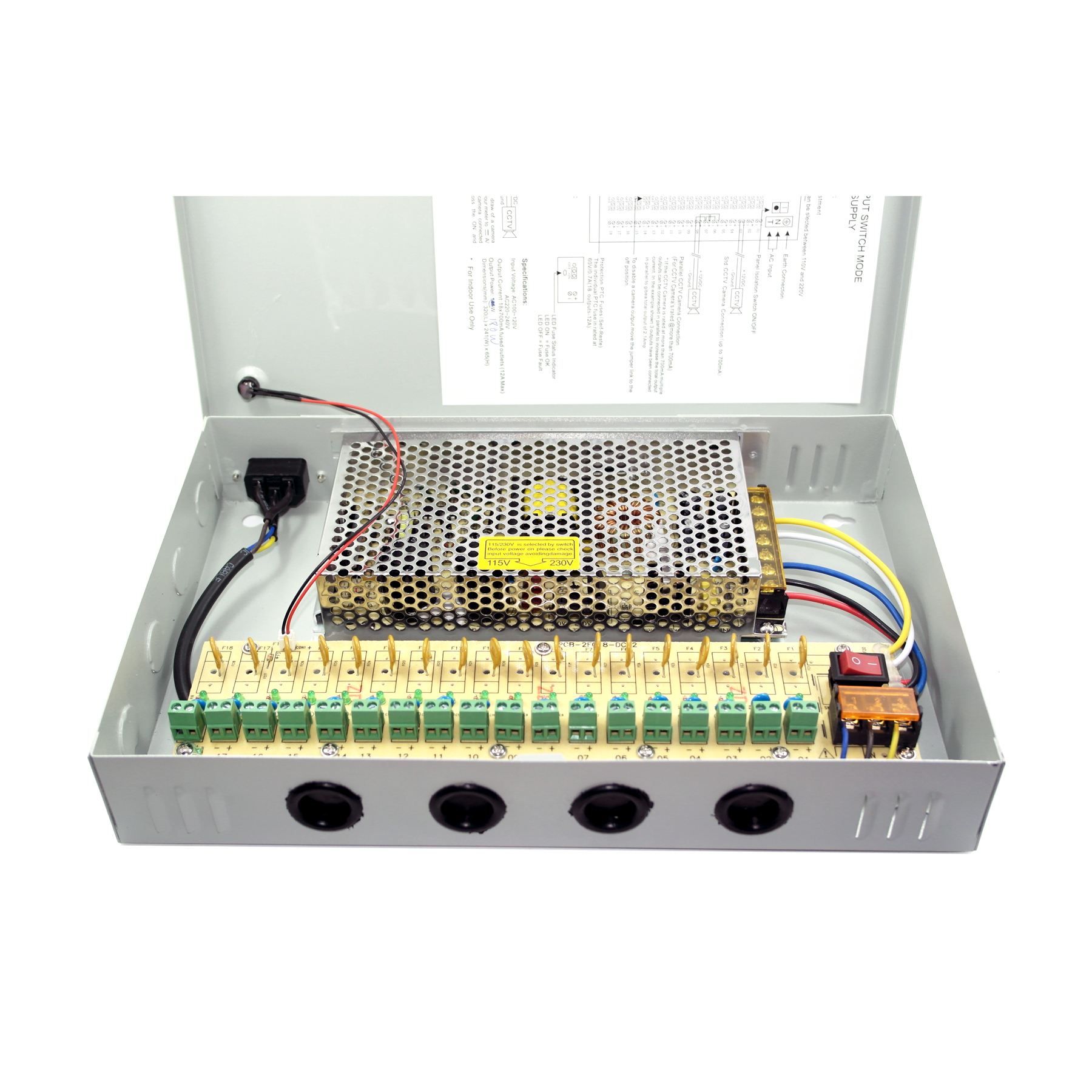 120W 18 output switch mode CCTV power supply