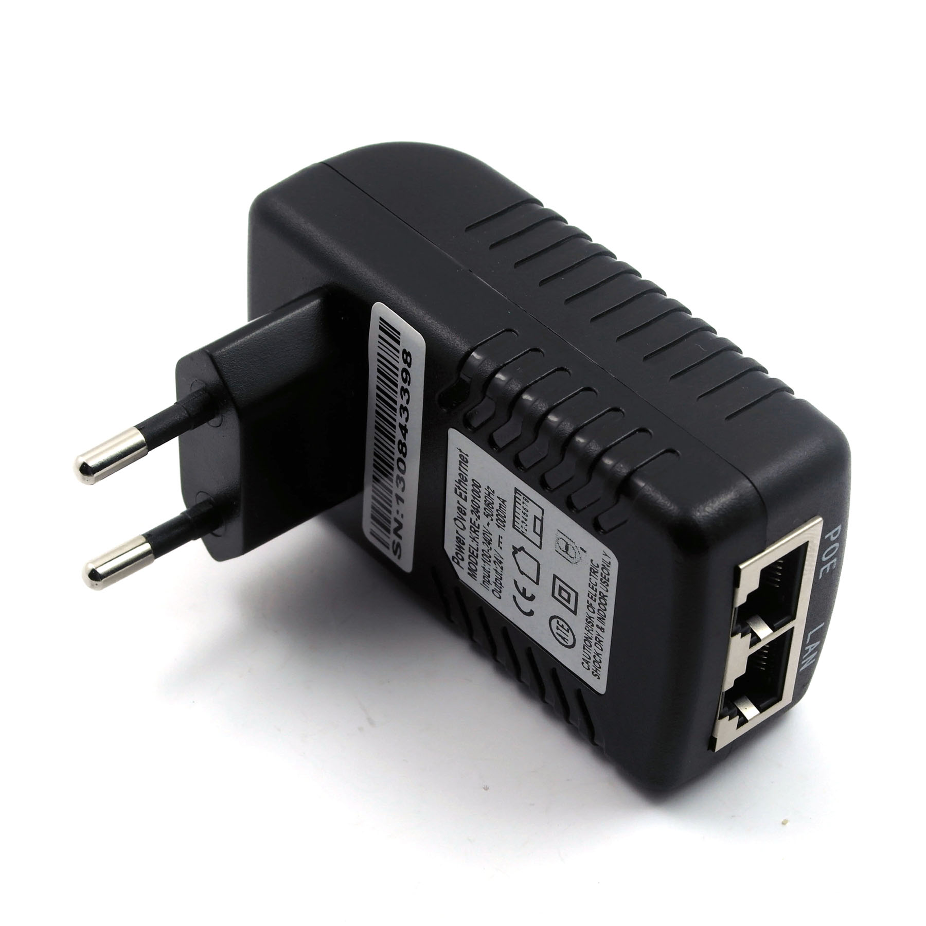 KRE-2401000,24V 1A 24W EU POE power adapter CE FCC EMC ROHS